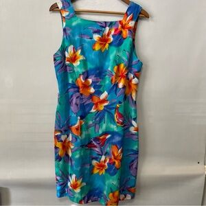 Vintage K. C. Spencer Tropical Birds Floral Dress Open Back Cutout